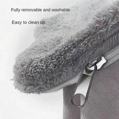 Soft gray plush blanket with zipper, fully removable and washable for easy cleaning