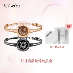 totwoo sun moon charm bracelets in rose gold and black, gift set with luxury box