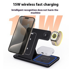 15W wireless fast charging station for phone, watch, and earbuds with intelligent recognition