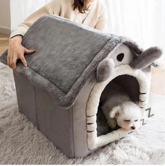 Cozy gray dog house with plush elephant design, perfect pet gift for small dogs