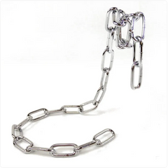 Shiny metal chain links on white background, durable and versatile for gifts or decor