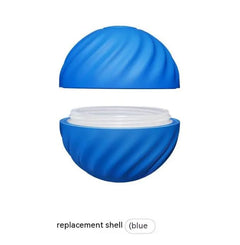 Blue replacement shell for spherical container, spiral texture, open view