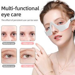 Multi-functional eye care device showing before and after results for wrinkle reduction