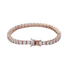Rose gold tennis bracelet with sparkling clear stones, elegant gift for her