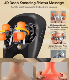 4D deep kneading shiatsu massage device for neck and shoulder relief with control panel