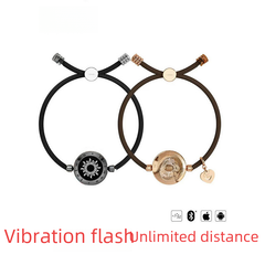 Smart friendship bracelets with vibration alert, sun & heart charms, compatible with iOS and Android