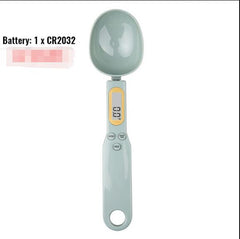 Digital kitchen spoon scale with LCD display, measures weight in grams for cooking and baking
