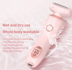 Pink wet and dry electric shaver, whole body washable for hygienic foam shaving