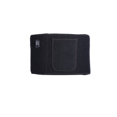 Black neoprene waist trimmer belt with pocket and adjustable closure for fitness support