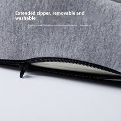 Gray washable pillow with extended zipper, removable cover, and round non-scratch zipper head