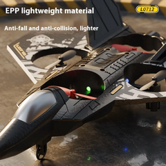 Black EPP lightweight RC jet drone with anti-fall design, glowing LED lights, model L0712