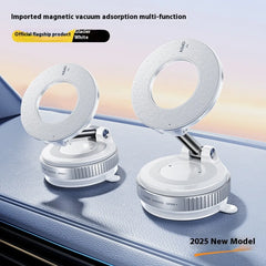 2025 Glacier White magnetic vacuum mount phone holder for car dashboard, multi-function design