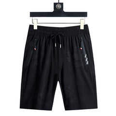 Black drawstring shorts with side pockets and striped accents, ideal for casual wear or gifting