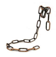 Heavy-duty metal chain with interlocking links, ideal for secure fastening or decorative use