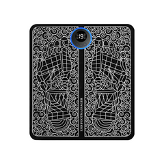 EMS foot massager with digital display and decorative swirl pattern, ideal for relaxation and home wellness