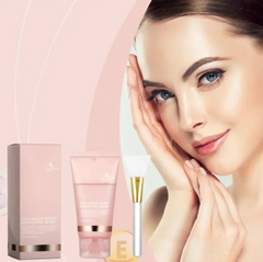 Collagen night wrinkle mask with applicator brush, gentle skincare for glowing skin