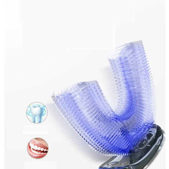 Blue U-shaped electric toothbrush for deep cleaning teeth and gums