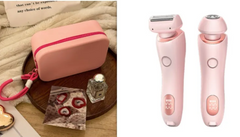 Pink portable epilator and shaver set with travel case, perfect for personal grooming gifts