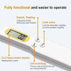 Digital kitchen scale with CLD display, unit switching, and lock value function for easy weighing