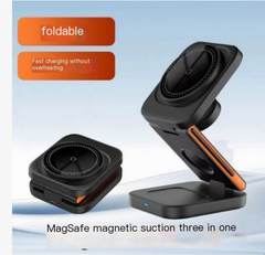 Foldable MagSafe magnetic suction 3-in-1 wireless charger for fast, safe charging