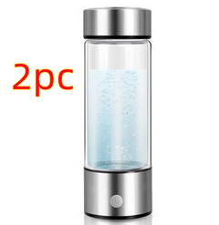 2pc hydrogen water generator glass bottle with stainless steel base and lid, bubbling water inside