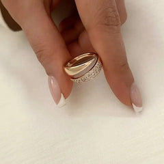 Elegant gold ring with crystal pave band, perfect for women's fashion or gift ideas