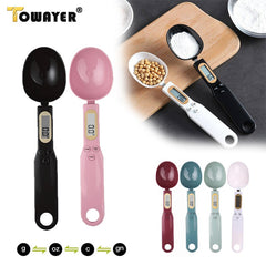 Digital kitchen measuring spoons with LCD display, available in multiple colors for precise cooking and baking