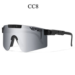 Viper CC8 sport sunglasses with sleek black frame and reflective silver lens, ideal for outdoor activities