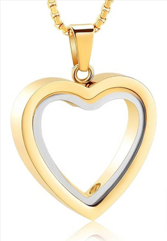 Gold and silver heart pendant necklace, perfect gift for loved ones