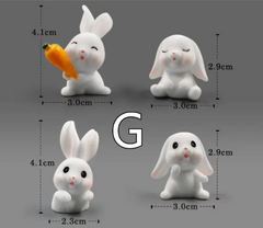Cute white bunny figurines with carrot, perfect for Easter gifts or home decor, small size