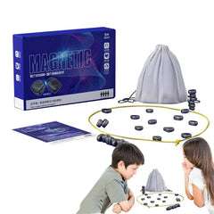 Magnetic board game for kids, educational STEM toy with magnetic pieces and drawstring bag, ages 9+