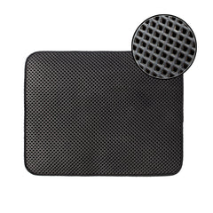 Black non-slip mesh mat with close-up texture detail, ideal for kitchen or bathroom use