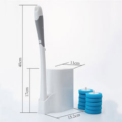 Toilet brush with holder and blue refill heads, 40cm tall, ideal bathroom cleaning tool