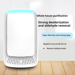 White air purifier with blue light, removes smoke and odors, quiet for sleep, whole house purification