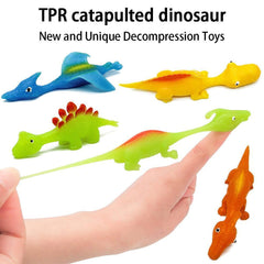 Colorful TPR catapult dinosaur toys for kids, stretchy decompression stress relief gifts