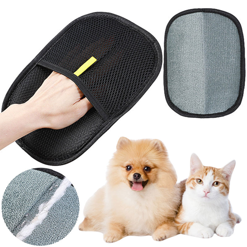 Pet grooming glove for dogs and cats, removes loose fur with gentle massage, ideal for pet owners