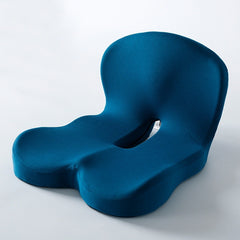 Blue ergonomic memory foam seat cushion for back and tailbone pain relief, ideal gift for comfort
