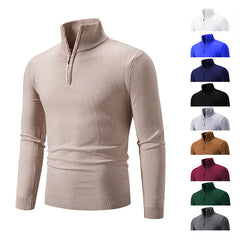 Men's half-zip sweater in beige with color options, cozy knit pullover for casual wear