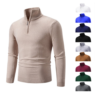 Men's half-zip sweater in beige with color options, cozy knit pullover for casual wear