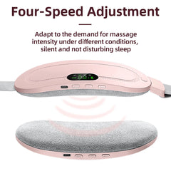 Pink electric neck massager with 4-speed adjustment, silent operation, USB charging, ideal for relaxation and sleep