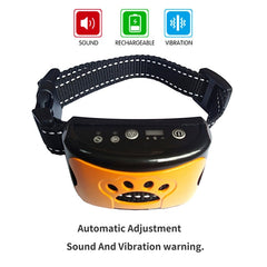 Rechargeable dog collar with sound and vibration training, automatic adjustment, paw print design