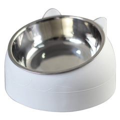 Cute cat ear pet bowl with stainless steel interior, perfect for cats and small dogs