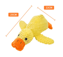 Yellow crocheted duck plush toy, 25cm long, soft stuffed animal gift for kids and families
