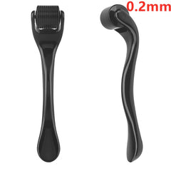 Black 0.2mm derma roller for facial skincare and collagen stimulation
