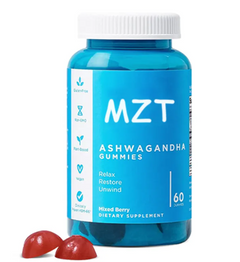 MZT Ashwagandha Gummies - Mixed Berry Dietary Supplement for Relax, Restore, Unwind - 60 Count