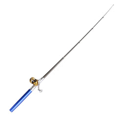 Blue-handled fishing rod with gold reel, ideal family gift for outdoor adventures