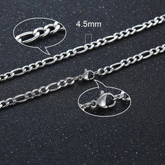 4.5mm silver Figaro chain necklace with lobster clasp, ideal gift for family