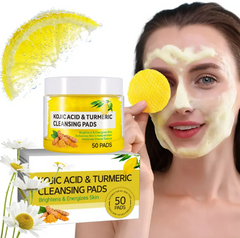 Kojic Acid & Turmeric Cleansing Pads for bright, energized skin – 50 pads with lemon and chamomile design