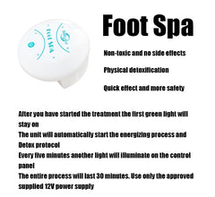 White foot spa device with green indicator lights for detox and energizing treatment