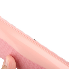 Pink zippered pencil case with textured grip, perfect for school supplies and gift ideas